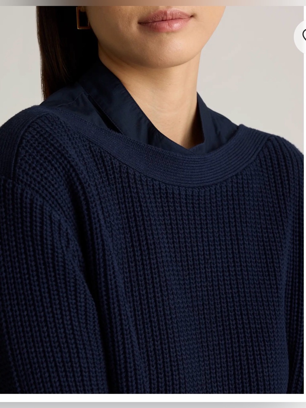 Quince 100% cotton boatneck fisherman sweater navy L
